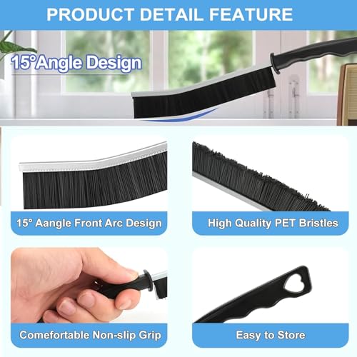 12Pcs Crevice Cleaning Brush Set, Hard Bristle Multi-Purpose Household Cleaning Tools for Kitchen Bathroom Tile Grout Window Track, Bamboo Pot Brush + Copper Wire Brush + Scraper