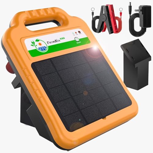 Solar Electric Fence Kit for Livestock,10 Miles Fence Charger | 8KV Output Electric Fence Charger, 0.2 Joules Solar Charger, 4.3W Solar Panel, 10400mAh Battery for Long-Lasting Use - color: Yellow