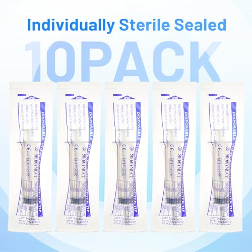 60ml Plastic Syringe with Cap, Large Syringes without Needle for Liquid, Scientific Labs, Measurement, Pet Feeding ,Ink Refilling ,Oil or Glue Applicator, Individually Wrapped (10 Pack) - style: 60ml