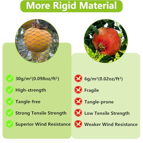 25x50ft Bird Netting for Chicken Coop, 1" Mesh Chicken Coop Netting Cover | Poultry Netting Roof for Chicken Run, Hawk Proof, Bird Netting for Garden, Fruit Trees, Plants, Vegetables, Garden Protection - size: 25'x50'-1''