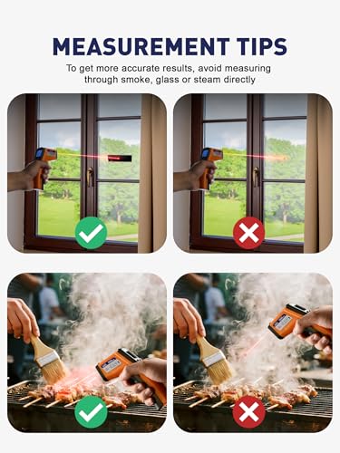 Infrared Thermometer Gun -58°F to 788°F Range (Not for Human Body Temp) | Digital Temperature Gun for Cooking, BBQ, Oven, Engine, HVAC | Non-Contact Measuring & Backlit Digital Display