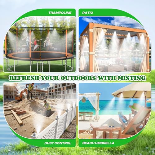 Moongiantgo Outdoor Misting Cooling System with Pump, 116PSI High Pressure | Mister with 65.5FT(20M) Water pipe+24 Misting Nozzles 0.02’’+3/4’’ Faucet Adapter, System for Outside Patio Garden Beaches