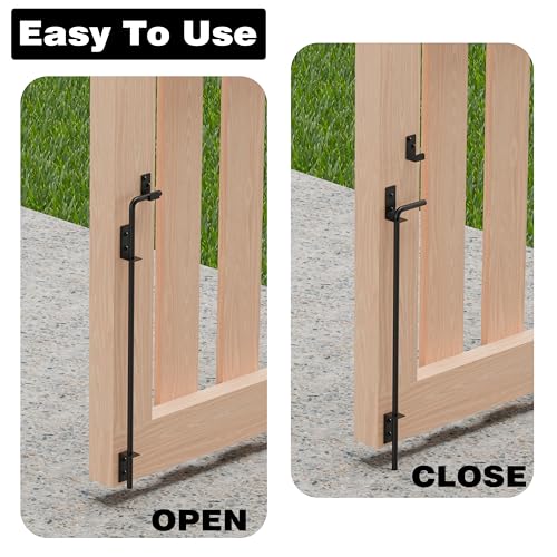 24 Inch Cane Bolt Gate Drop Rod, Heavy Duty Steel Ground Anchor | Solid Steel, Black Powder Coated; Holds Gate Securely in Place; for Wood, Vinyl, Metal Gates,Fence; Easy to Install - size: 24 Inch