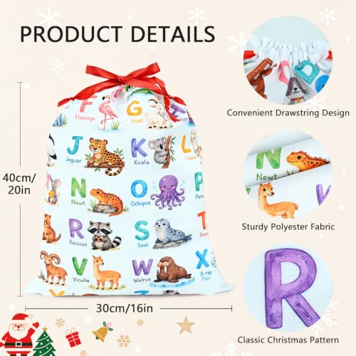 KzgtY Alphabet 2PCS Gift Bags with Drawstring, 16 x 12 Inch Reusable Present Sacks for Christmas,Brithday, Holidays,Parties & Gift Packaging - color: Alphabet