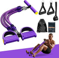 Pedal Resistance Band with Handle, Aturien Adjustable Powerful 4-Tube Elastic Bands for Exercise, Multifunctional Foot Pedal Puller, Home Workout Equipment for Legs Arms Abs - color: Purple