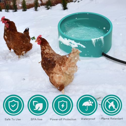 Heated Waterer for Chickens,108OZ Capacity Poultry Water Heater for Chicken Coop Hens Turkey Goose Duck Pigeon Poultry Birds Dog Cat Pet Drinker in Winter