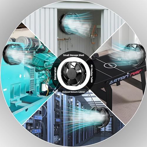 172mmx51mm High-Speed Dual Ball Axial Ventilation Fan with Adjustable Speed | High CFM IP44 Industrial Ventilation Fan for High Humidity in Bathrooms, Crawlspaces, Chicken Coops, Lasers, Cooled Storage - size: 172x51mm