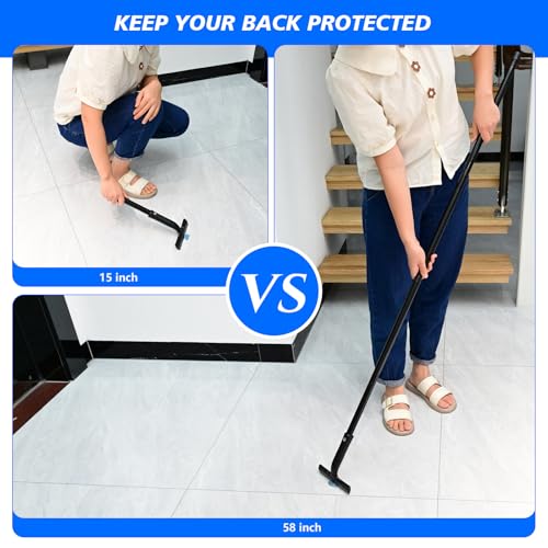 EHDIS Adjustable Razor Blade Scraper, 15''-58'' Long Handle 6" Blade Scraper Tool with 20 Double-Edge Blades for Cleaning Paint, Caulk, Adhesive,Painting Stripping Tools, Tile, Floors, Walls