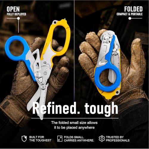 6-in-1 Heavy-Duty Emergency trauma shears (Blue yelloy) - color: Blue Yelloy