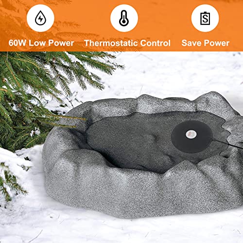 2 Pack Submersible Bird Bath Heater for Outdoors in Winter, 60w Birdbath Deicer Thermostatic Controller Water Heater with 6Ft Cord for Birdbaths, Chicken, Duck, Livestock, Poulty, Animal, Tank