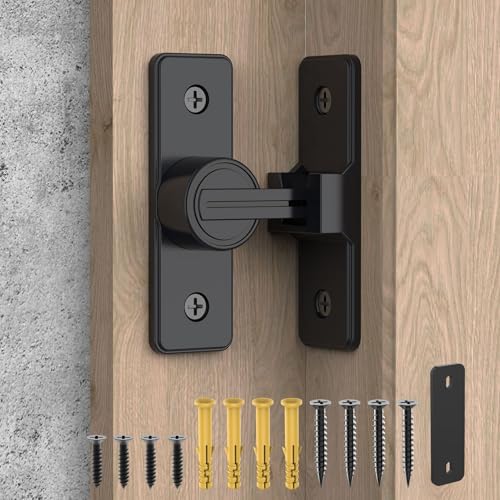 90 Degree Barn Door Lock, Heavy Duty Locks, Matte Black | Flip Sliding Gate Latches for Garden, Bathroom, Garage & Sliding Doors - size: 1 Pack Matte Black