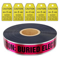 1000 Feet Caution Buried Electric Line Below Red/Black Print Safety Tape with Above-Ground Caution Tag, 2 Inch x Foot 5 Mil, Detectable 2-Inch - style: Caution Buried Electric Line Below