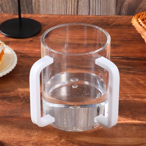 2 Pcs Judaica Hand Washing Cup with Dual Handles for Netilat Yadayim 5" Acrylic Clear Negel Vasser Jewish Ritual Kohanim Holiday Gifts(White Handle)