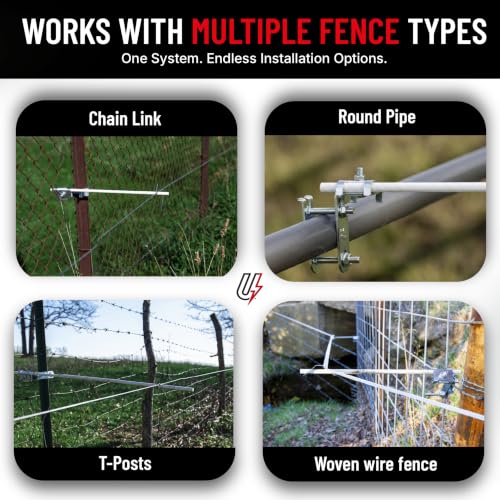 Utilizer Electric Fence Extension Stand-Off Kit – 1/8 Mile T-Post Bundle | Includes Fence Post Brackets, 3/8x15” Rigid Electric Fence Posts & T Post Clips – Zero-Sag Electric Fence Kit - size: 15"Rods - 1/8 Mile