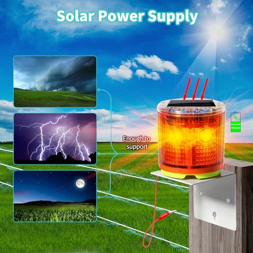 Electric Fence Idicator Light, Briidea Solar Fence Alarm with Light Transmission to 1/2 Mile, Ensure The Normal Operation of The Electronic Fence to Prevent The Invasion of Wild Animals, Red, MK-098 | Light Transmission to 1/2 Mile, Ensure the Normal Oper