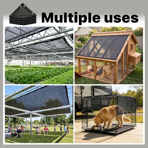 ColourTree 50% Black Shade Cloth, 8FT x 10FT Mesh Tarp, UV Resistant Netting with Upgrade Grommets for Plant Cover, Greenhouse, Chicken Coop, Barn, Kennel, Garden (We Make Custom Size)