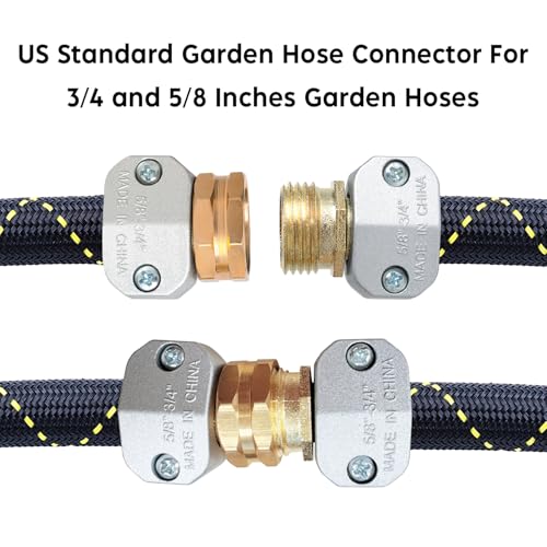 Oversized Metal 1 Set Hose End Mender Kit Male and Female, Aluminum Water Hose Repair Connector for 5/8" and 3/4" Garden Hoses - style: Mender 1 Set