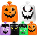 Qilery 6 Pcs Halloween Leaf Lawn Bags Plastic Pumpkin Trash Bags for Leaves with Twist Ties for Halloween Yard Garden Outdoor Party Favors Decorations - style: Halloween