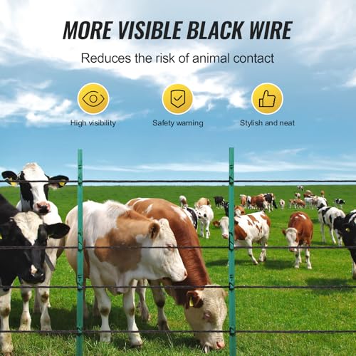 VEVOR Electric Fence Wire, 1000Ft 305M Portable Polywire, 1/4" Diameter 2 Copper Strands for Reliable Conductivity and Rust Resistance, Fencing Rope Line for Horse, Cattle, Livestock - size: 1000Ft 305M, style: 1/4" Strands