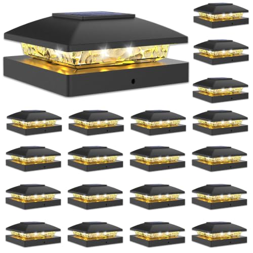 VOLISUN 24 Pack Black Solar Post Cap Lights Fit 4x4 Fence Deck Post | Waterproof outdoor lighting, warm white glow, fits wooden & vinyl 4x4 posts, solar powered for yard patio fence deck - color: Black, size: 24 Pack