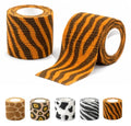 Premium Pet Vet Wrap — Non-Stick to Fur Self Adherent Bandage Wrap for Dogs, Cats & Horses, Breathable Cohesive Tape for Wounds, Paws & Legs, Animal Print Design - Pack of 2 - color: Tiger Print