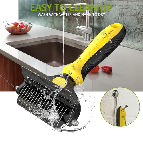 Spring Blossoms-2 in 1 Professional Grooming Rake for Cats & Dogs-Dematting Comb for Easy Mats & Tangles Removing,Pet Brush Safe No More Nasty Shedding and Flying Hair (Lemon Yellow) - color: Lemon Yellow