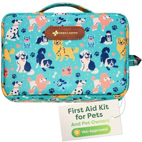 KeepGoing Pet First Aid Kit for Dogs & Cats, 99 Pc. Travel Emergency Kit | Dog & Cat Travel Accessories for Car, Camping & Hiking, Pet Essentials & Supplies