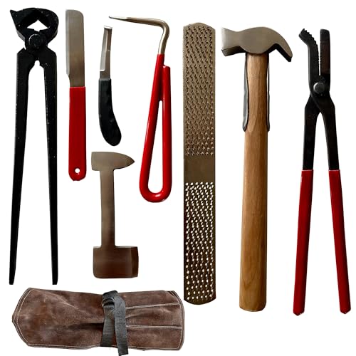 Farrier Tools 8pcs Hoof Kit, Horse Hoof Nippers, Goat Hoof Trimmer Kit, Hoof Trimmers for Goats, Horse, Sheep, Pig, Donkey, Farrier Supplies with Suede Leather Pouch - style: 8 Pcs Kit