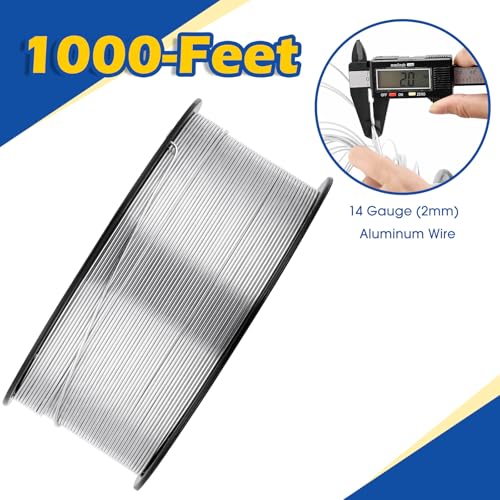 Gisafai 2000 ft 14 Gauge Aluminum Wire for Electric Fencing, Aluminum Alloy Wire for Electric Fencing, High Conductivity & Durability - size: 2000 ft 14 Gauge