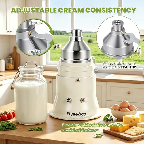Electric Milk Cream Separator 50L/H 304 Stainless Steel 5L Bowl | Centrifugal skimmer professional fat separator machine for fresh cow & goat milk, 10500 rpm for home farm,100-240V