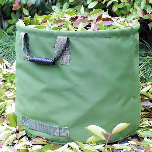 ELK 33-Gallon Non Self-Standing Multipurpose Garden Leaf Waste Bag - Durable Canvas for Yard Cleaning, Harvesting, and Storage - Heavy Duty with Rubber Handles and PVC Elastic Bone - 22" W x 18" H