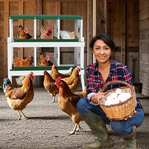 Chicken Nesting Box, 6-Hole Nesting Boxes with Bracket Legs, Removable Tray, Ventilation Holes, Easy Egg Collection & Cleaning, Laying Boxes for Hens, Green - color: Green, size: 32.1"L x 16.9"W x 26.6"H
