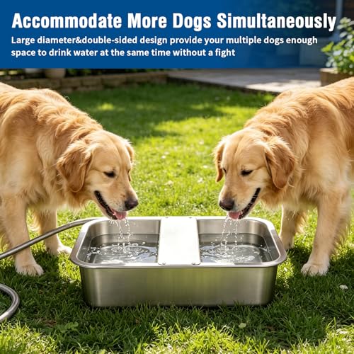 BWOGUE 3 Gal Automatic Dog Water Dispenser, Stainless Steel Bowl for Dogs | Automatic Dog Water Bowl Dispenser, Float Valve Control, Outdoor Use, Easy to Mount & Clean, Large Dogs, Cats, Chickens - size: 3 Gal