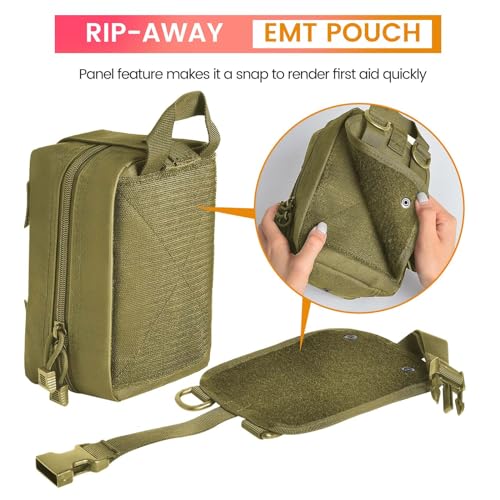 Medical Molle Pouch Tactical - 1000D Nylon First Aid Pouch, Big Capacity EMT Pouch Utility, Heavy Duty Military Grade Rip-Away Ifak Pouch for Home and Outdoor Activities（Bag Only - color: Coyote