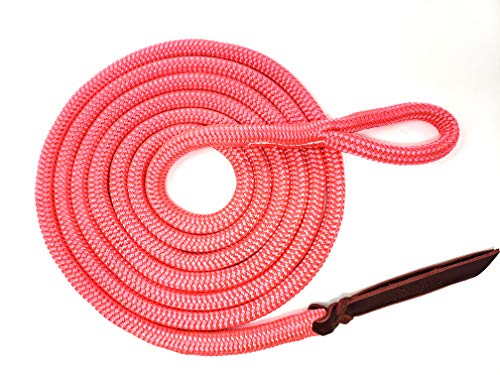 Double Braid Lead Rope with Eye Splice Loop, 12-14FT Lengths (Pink, 12 ft.) - color: Pink, size: 12 ft.
