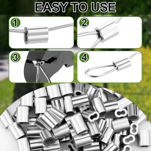 110 Pcs Electric Fence Wire Strainer Kit 10 Heavy Duty Inline Wire Ratchet Tensioner and 100 1/8" Aluminum Crimping Loop Sleeves for Electric Fence Farm Outdoor Garden Yards