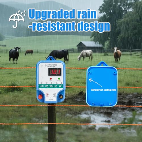Electric Fence Charger for Livestock - 12 kV 3 Joules High-Power Electric Fence Energizer for Containing Pets Livestock and Preventing Wild Animals Intruding (7.08in)