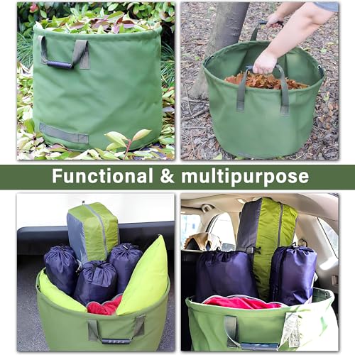 ELK 33-Gallon Non Self-Standing Multipurpose Garden Leaf Waste Bag - Durable Canvas for Yard Cleaning, Harvesting, and Storage - Heavy Duty with Rubber Handles and PVC Elastic Bone - 22" W x 18" H