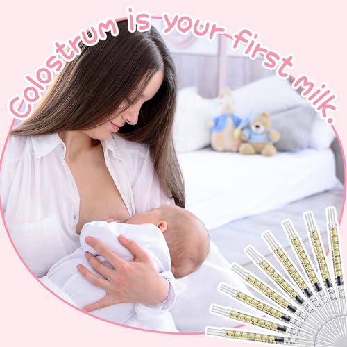 Trelaco 100 Sets 1 Ml Breast Milk Syringes No Needle Colostrum | Sterile Sealed with Caps and Cup, Baby Name Labels, Needle-free Harvesting for Storing Freezing Milk, For Postpartum Moms - size: 1 ml