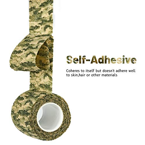 FRESINIDER 9 Rolls Self Adhesive Wrap Athletic Tape Gauze, Breathable Elastic Cohesive Bandage for Sports Injury & Pet (7 Pcs 2" x 5 Yards + 2 Pcs 1" X 5 Yards) (Woodland Multicam Camo) - color: Woodland Multicam Camo