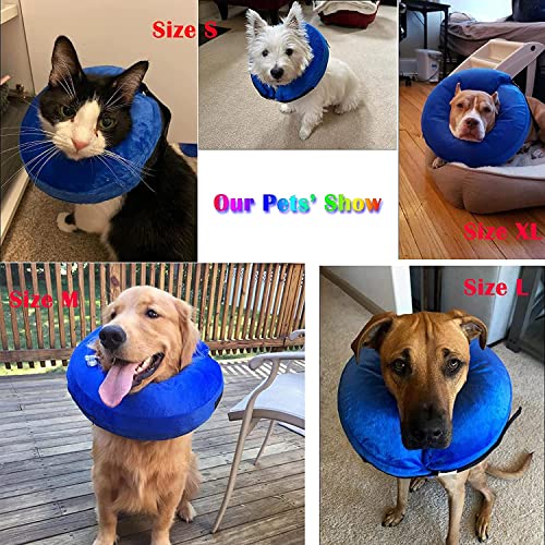 Inflatable Dog Cone Collar for After Surgery, Doggie Neck Blow up Donut Recovery ECollar, Soft Adjustable Dog Cone for Small Medium Large Dogs and Cats - color: Blue, size: Large (Neck: 15"-18")