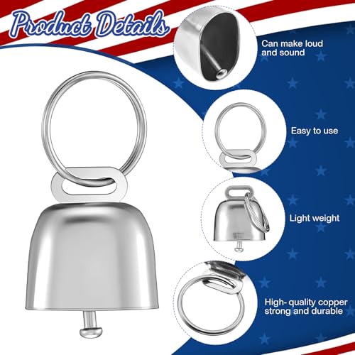 2 Pack Patriotic Goat Collars with Bells, Red White Blue Adjustable Nylon Sheep Collar 13.7-20.5 in, Loud Copper Bell Grazing Collar for Goats Lambs Sheep Calves Accessories - style: Independence Day