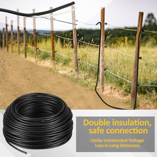 Kanayu Electric Fence Wire Double Insulated,Black,100 Ft, 14 Guage | Underground Fence Wire, Hard Core Cable, Spooled on Plastic Reel - size: 100 Ft, 14 Guage