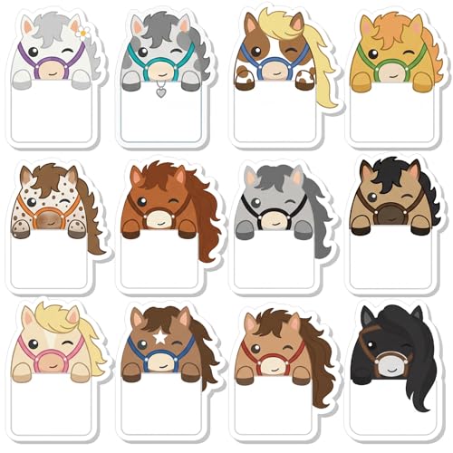 Yinder 24 Pads Horse Sticky Notes Cartoon Memo for Party School | Kawaii 12 Colors Design, Self-stick Post Notepads with To-do Lists Space, Party Favors for Veterinary Valentines, Bulk Tabs - style: Horse