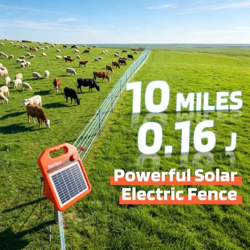 MINI160 2 Miles Solar Fence Charger, 0.16 Joule Solar Electric Fence Charger for Livestock, Pigs, Horses, Cattle Sheep, Solar Powered Electric Fence with Day or Night Mode, Easy Installation - size: MINI160