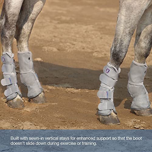 Harrison Howard Horse Leg Guard Stomp Reduction Hook and Loop Closures Rubbing Prevention - color: Silver Grey, size: Arab Medium (Pack of 4)