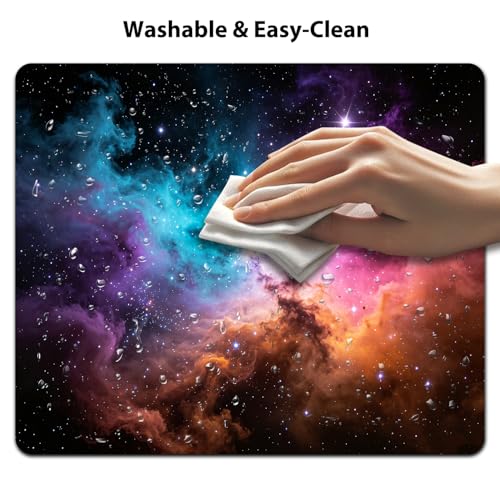 Colorful Cosmic Nebula Galaxy Mouse Pad 9.5" x 7.9", Teal Purple Pink Space Cute Desk Mat, Dreamy Night Sky - color: Cosmic Nebula