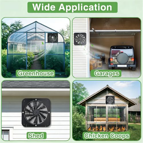Pomya 100W Solar Fan Kits for Ventilation, 13.5 Inch Solar Powered Exhaust Fan with Monocrystalline Silicon Solar Panels for Greenhouse, Camping