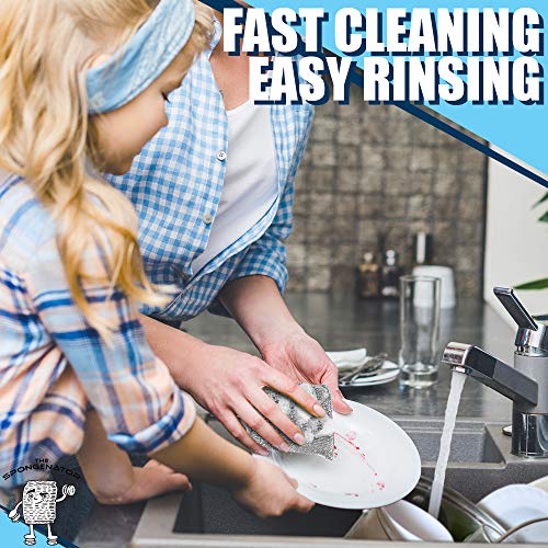 Kitchen Sponges for Dishes, Scouring Pads Non Scratch Scrubbers | Multi-surface non-metal dish scouring scrubbers for fast cleaning; heavy duty, non-scratch scrubbing sponges - size: 12 Count (Pack of 1)