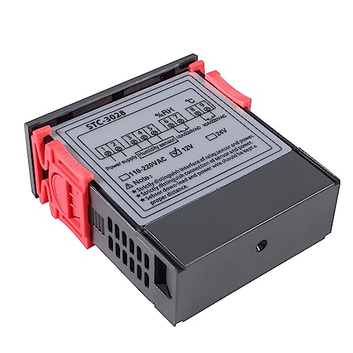 STC-3028 Temperature Controller 12V Temperature and Humidity Controller Meter with Integrated Sensor Dual Digital Display Thermometer Hygrometer Incubator Controller - size: 12V